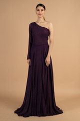Deep Purple Crepe Gown824 video